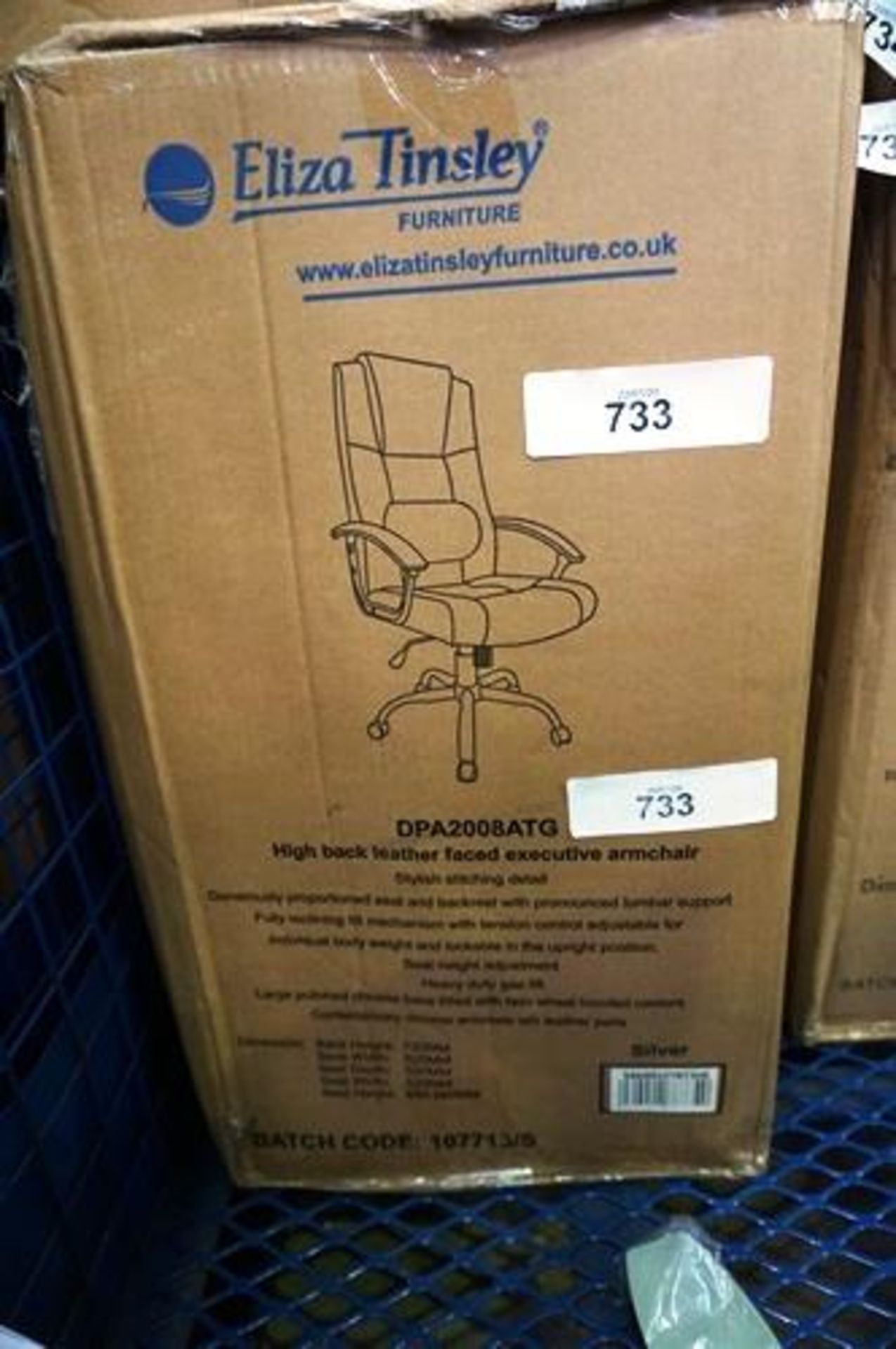 Eliza Tinsley high back leather faced executive armchair, code ~DPA2008ATG - New (GSF25)