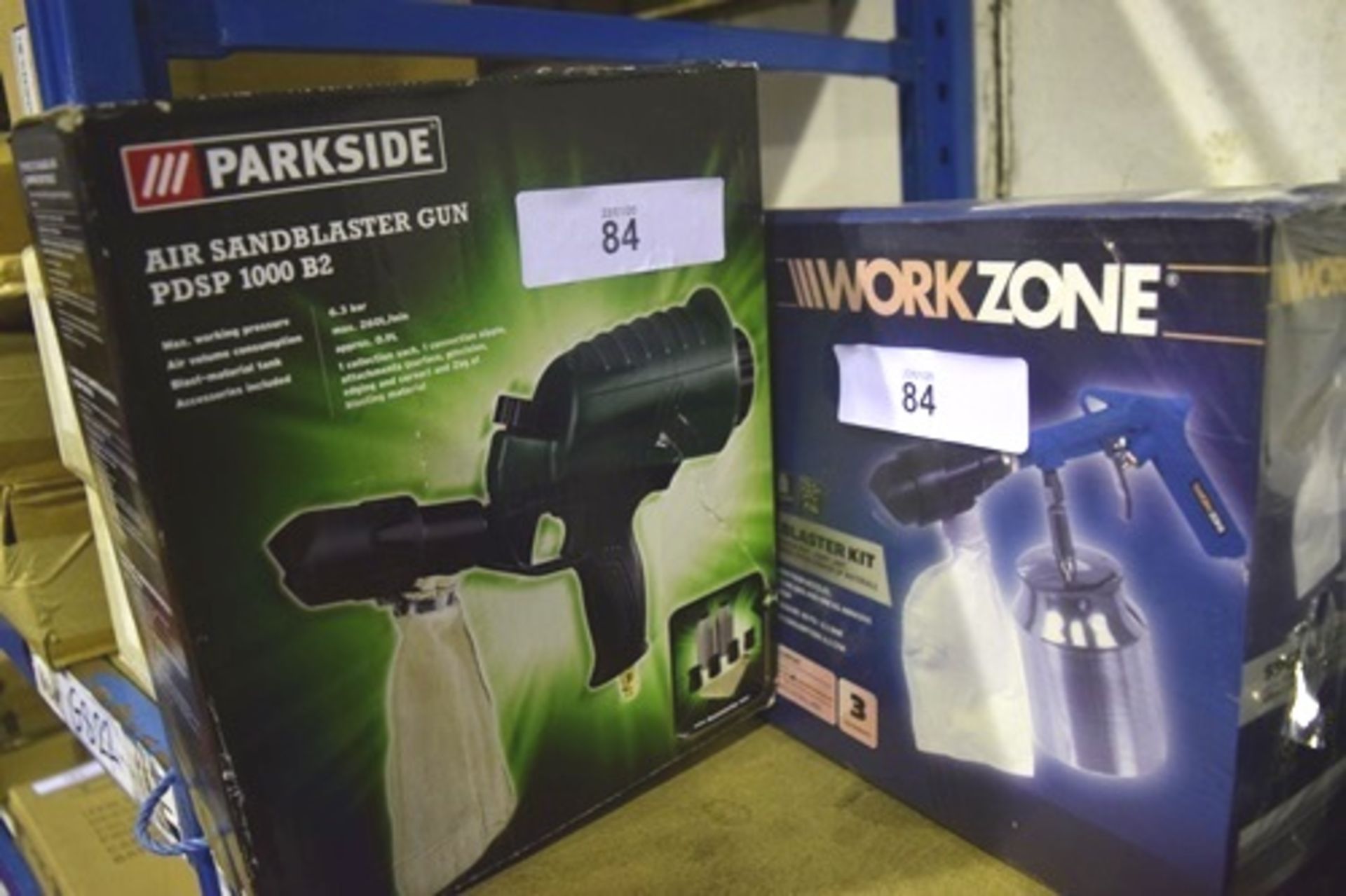 Workzone spot blaster kit and Parkside air sandblaster gun PDSP1000B - New (GS21)