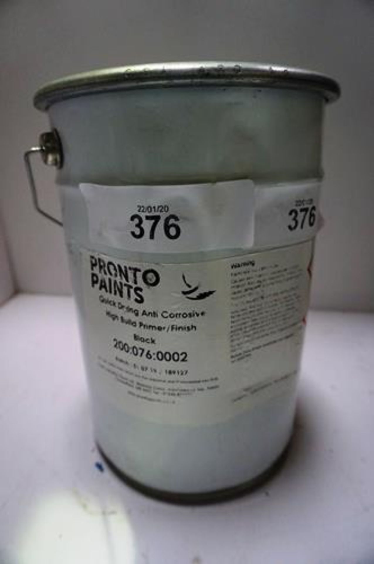 1 x 5ltr tin of Pronto Paint quick drying anti-corrosion high build black primer, manufacturer