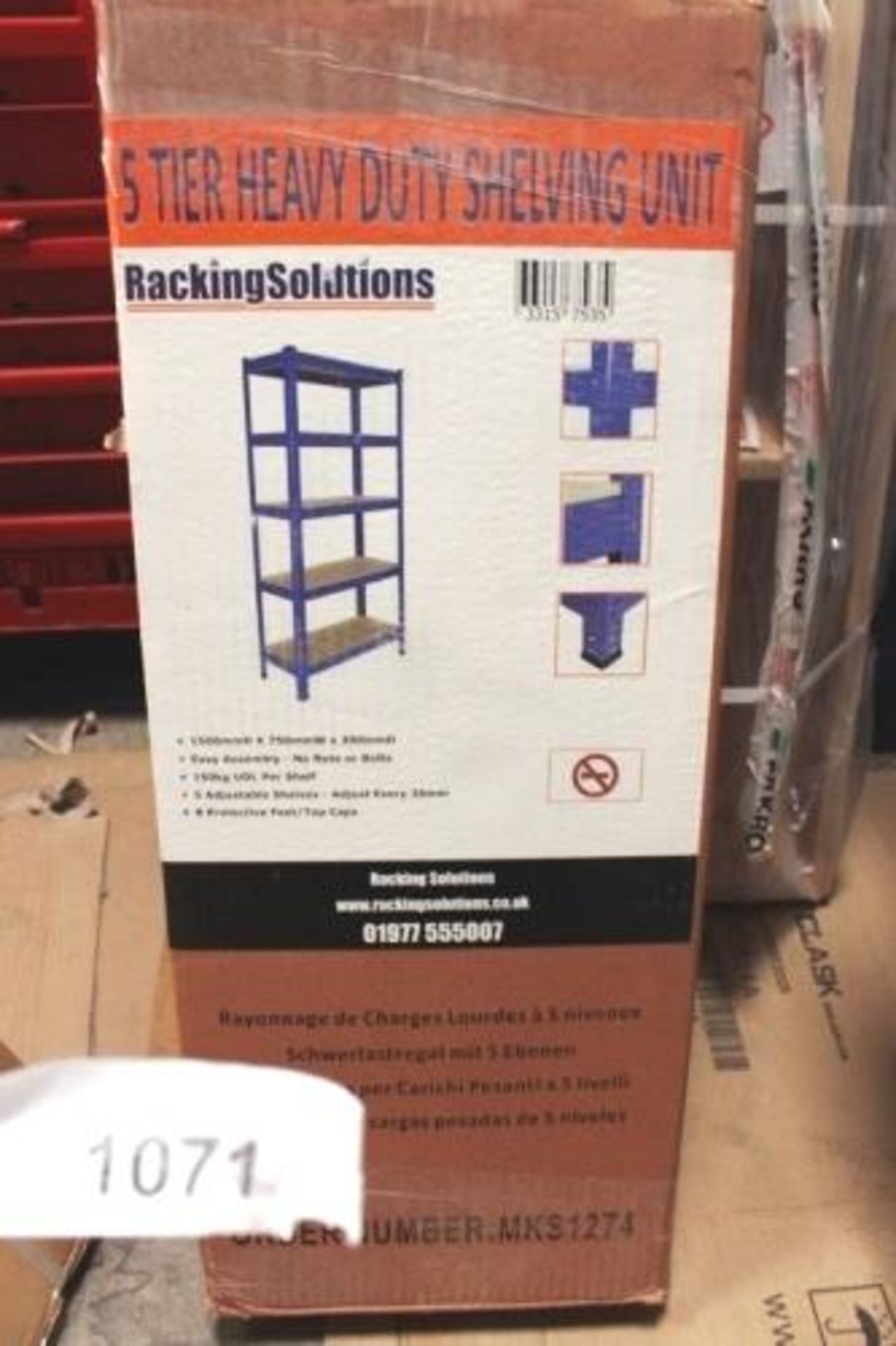 2 x Racking Solutions five tier boltless shelving system, 1500mm x 700mm x 300mm - Sealed new in box