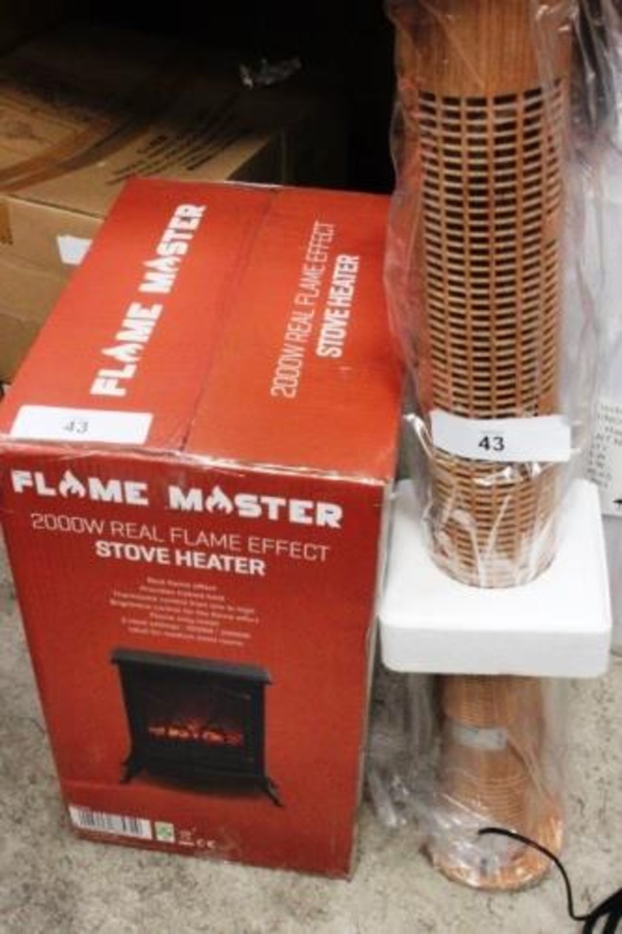 1 x Flame Master 2000W real flame effect stove heater, model HEA1616, together with a wood effect