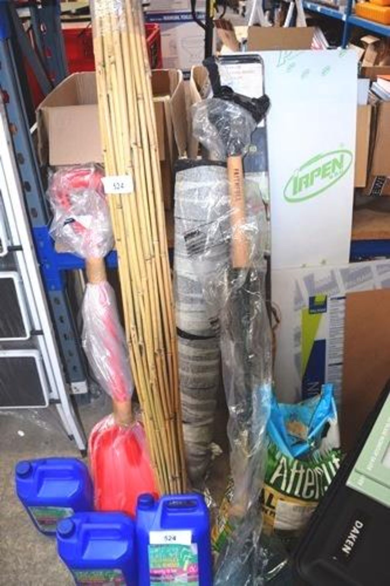 A mixed gardening lot including Faithfull shovel, 2 x red plastic spades, bamboo canes, artificial - Image 2 of 2