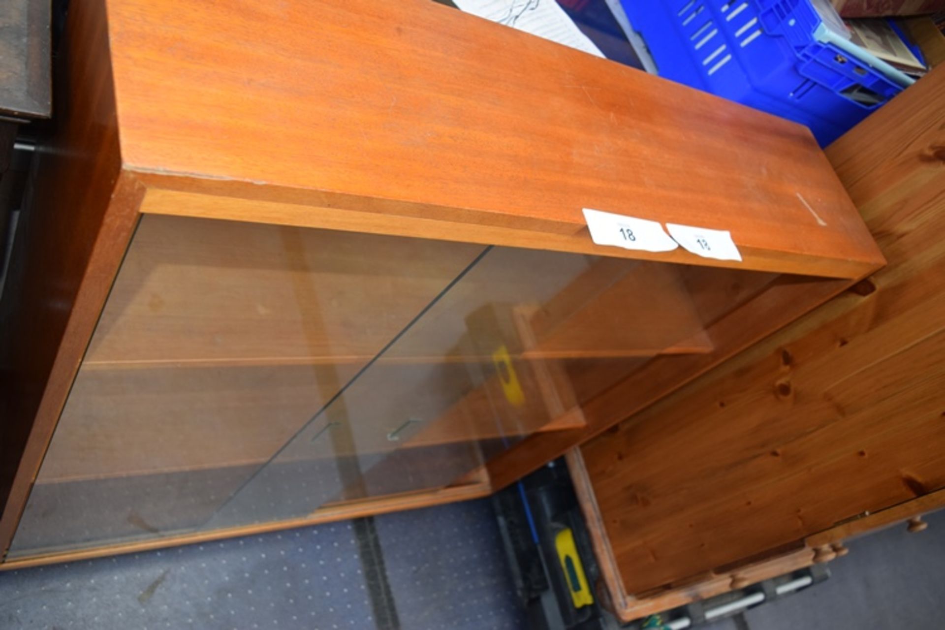 Sapele wood, glass fronted bookcase, 36"(W) x 9"(D) x 38"(H) - Second-hand (FS)