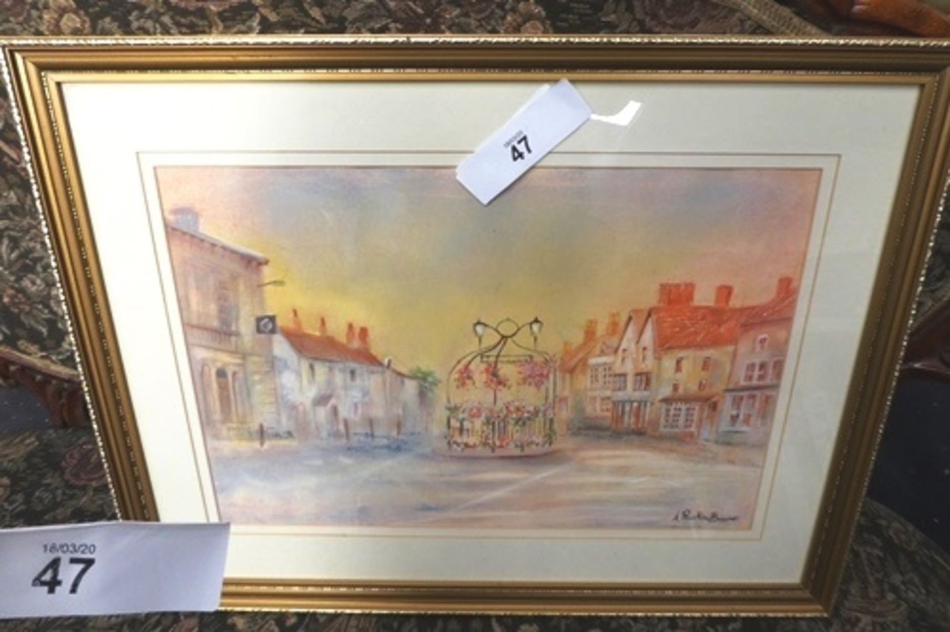 A framed pastel picture depicting Thornbury Gloucestershire, signed A. Ruskin Browne, 605 x