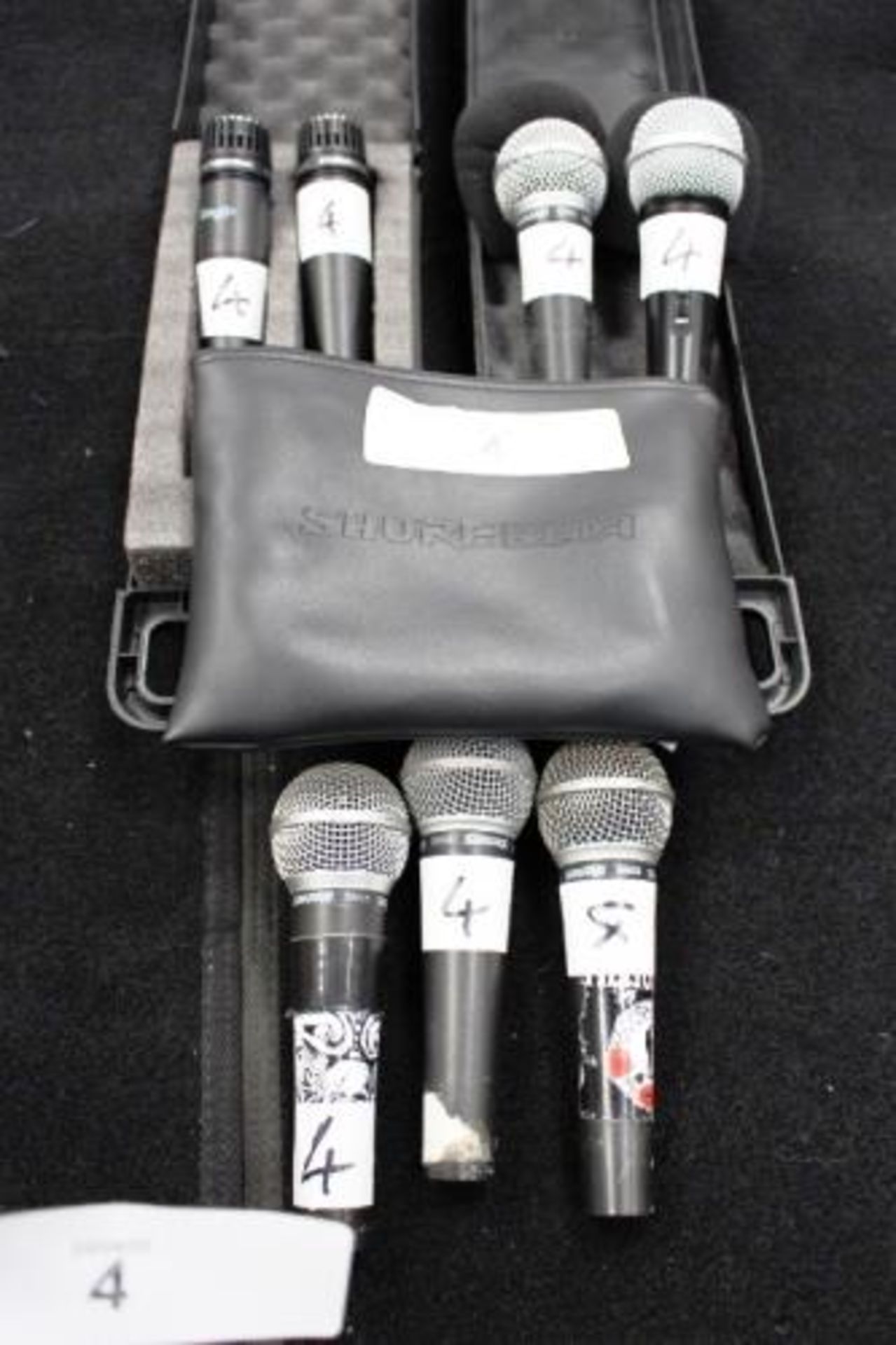 7 x professional microphones including Shire SM58, Stagg etc. power on - Second-hand, untested (