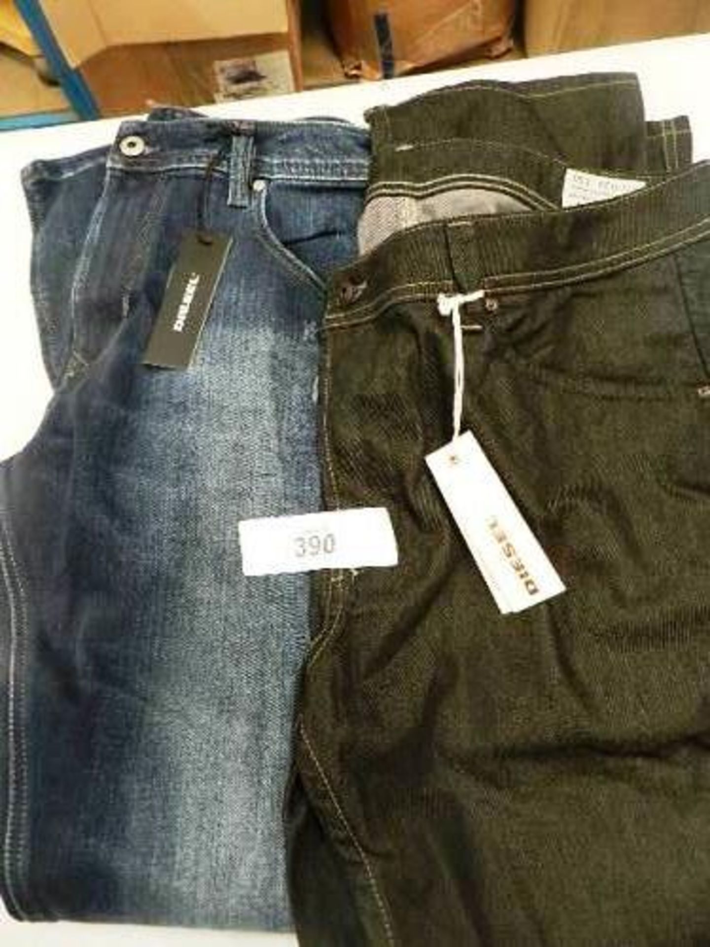 2 x pairs of Diesel jeans comprising 1 x Krayver size 29W/30L and 1 x Darron size 34W/30L - New (