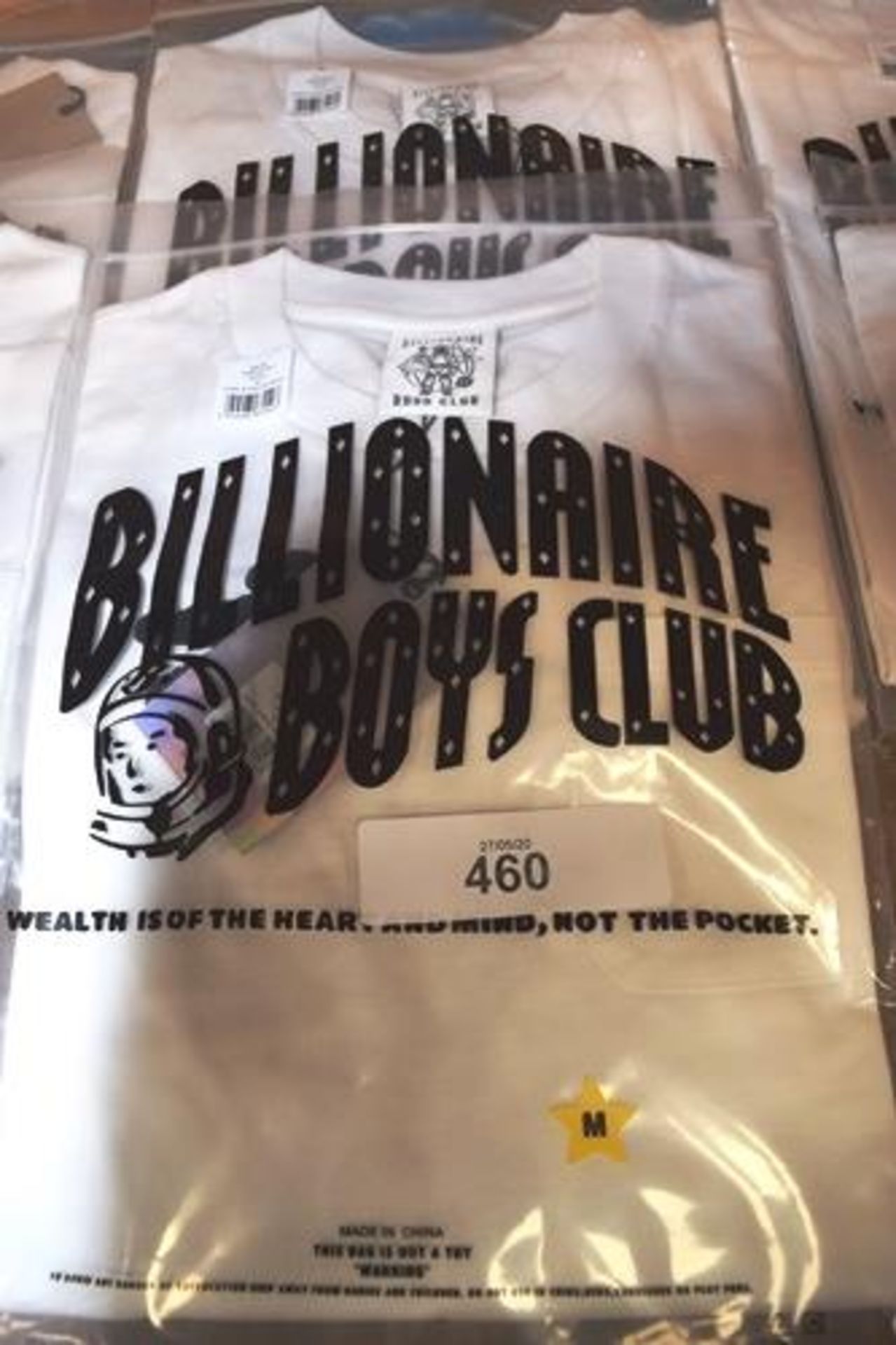 2 x Billionaire Boys Club Heart & Mind long sleeve white t-shirts, 1 x size M and 1 x size L -