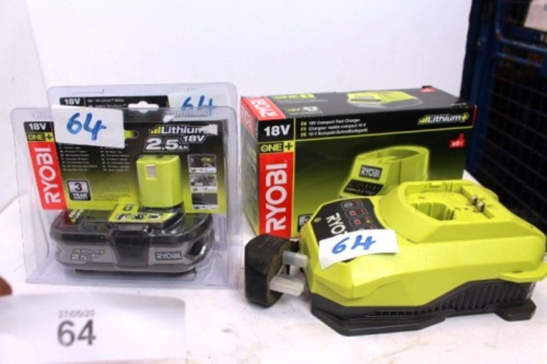 2 x Ryobi 18V, 2.5AH batteries, new, together with 1 x new and 1 x second-hand Ryobi battery