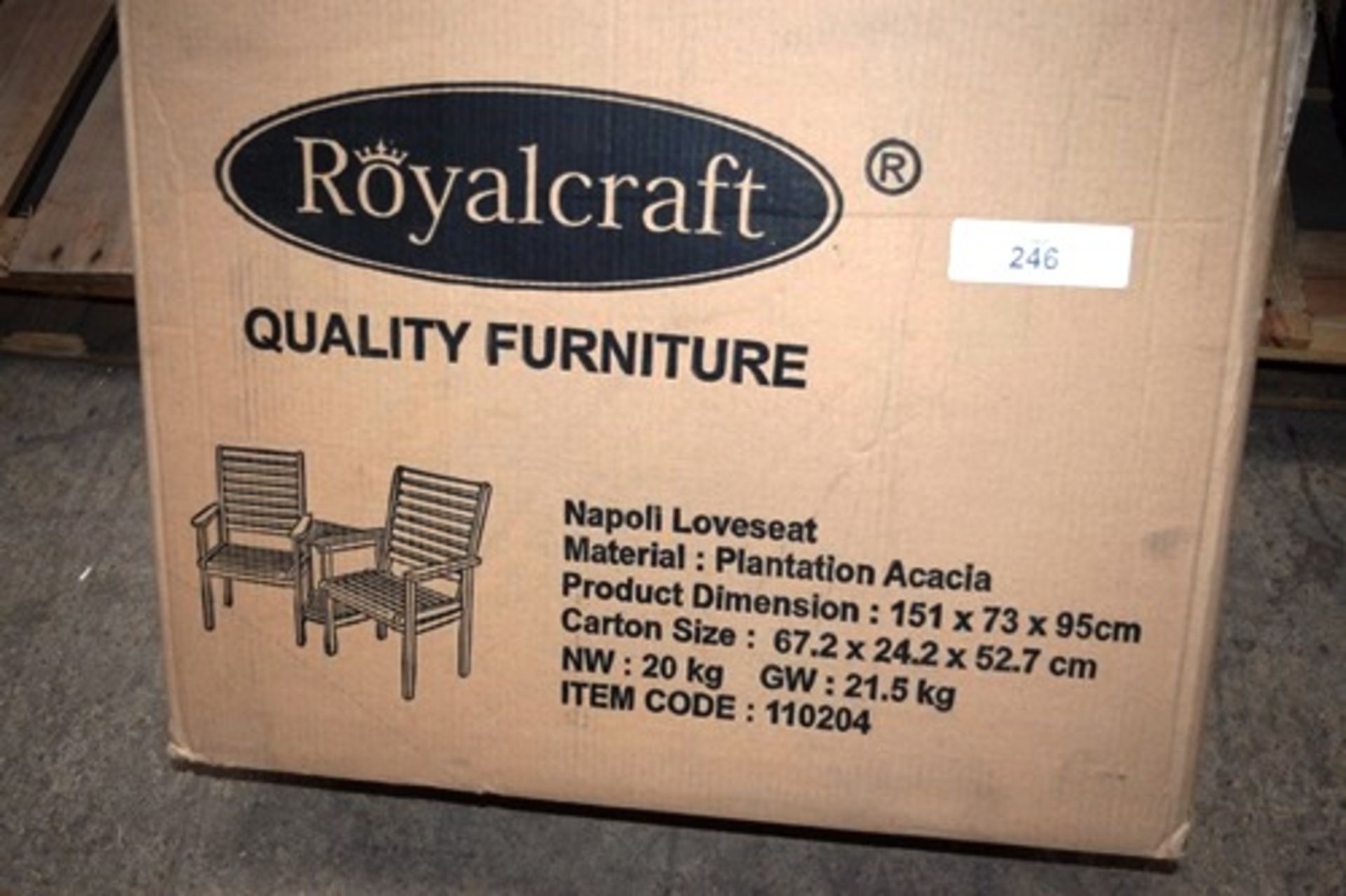 Royalcraft Napoli love seat, weight 20kg, item code 110204 - New (GS51)