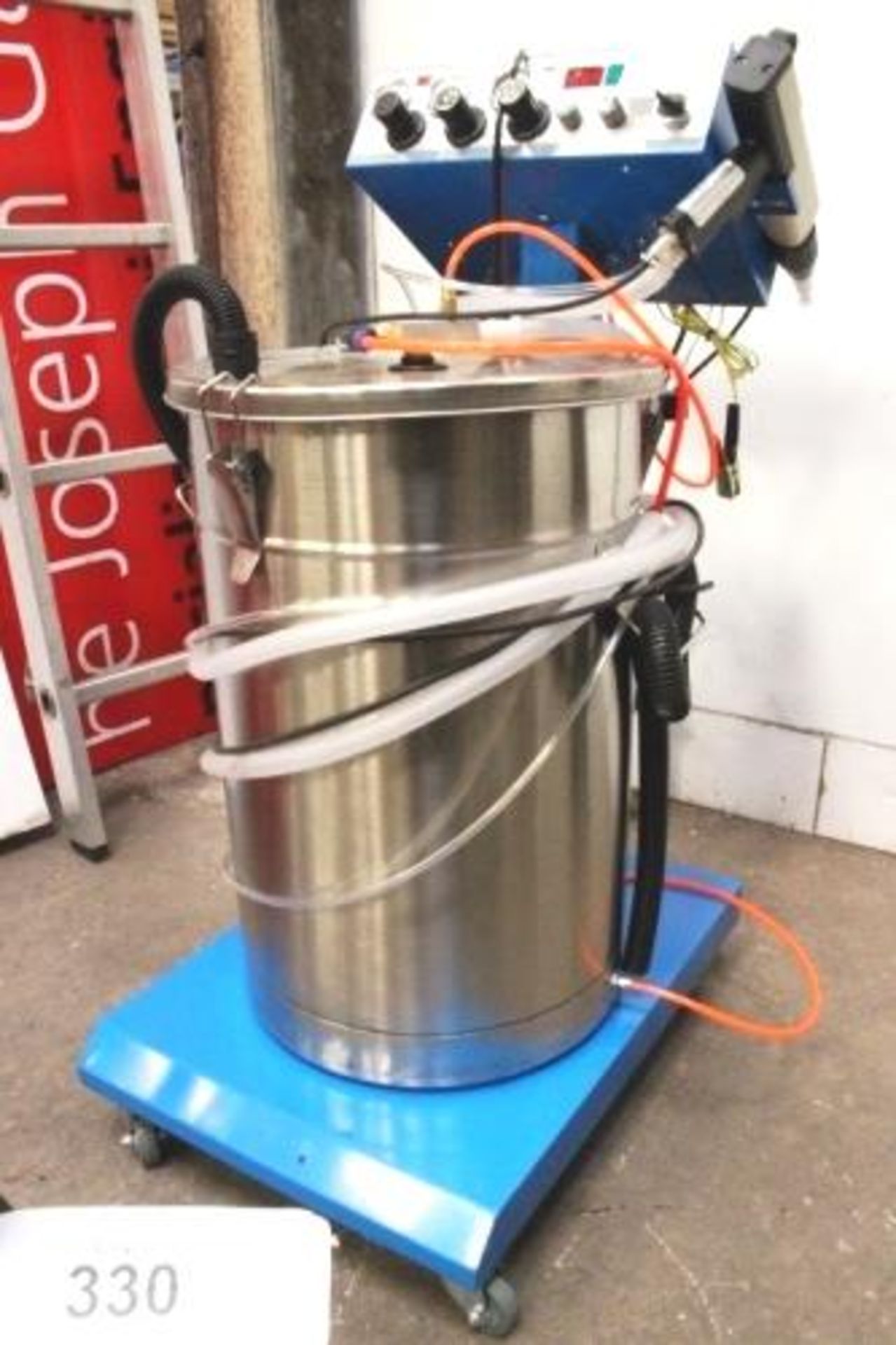 A mobile powder coating machine - New, checked complete, does not power on, untested (staff room