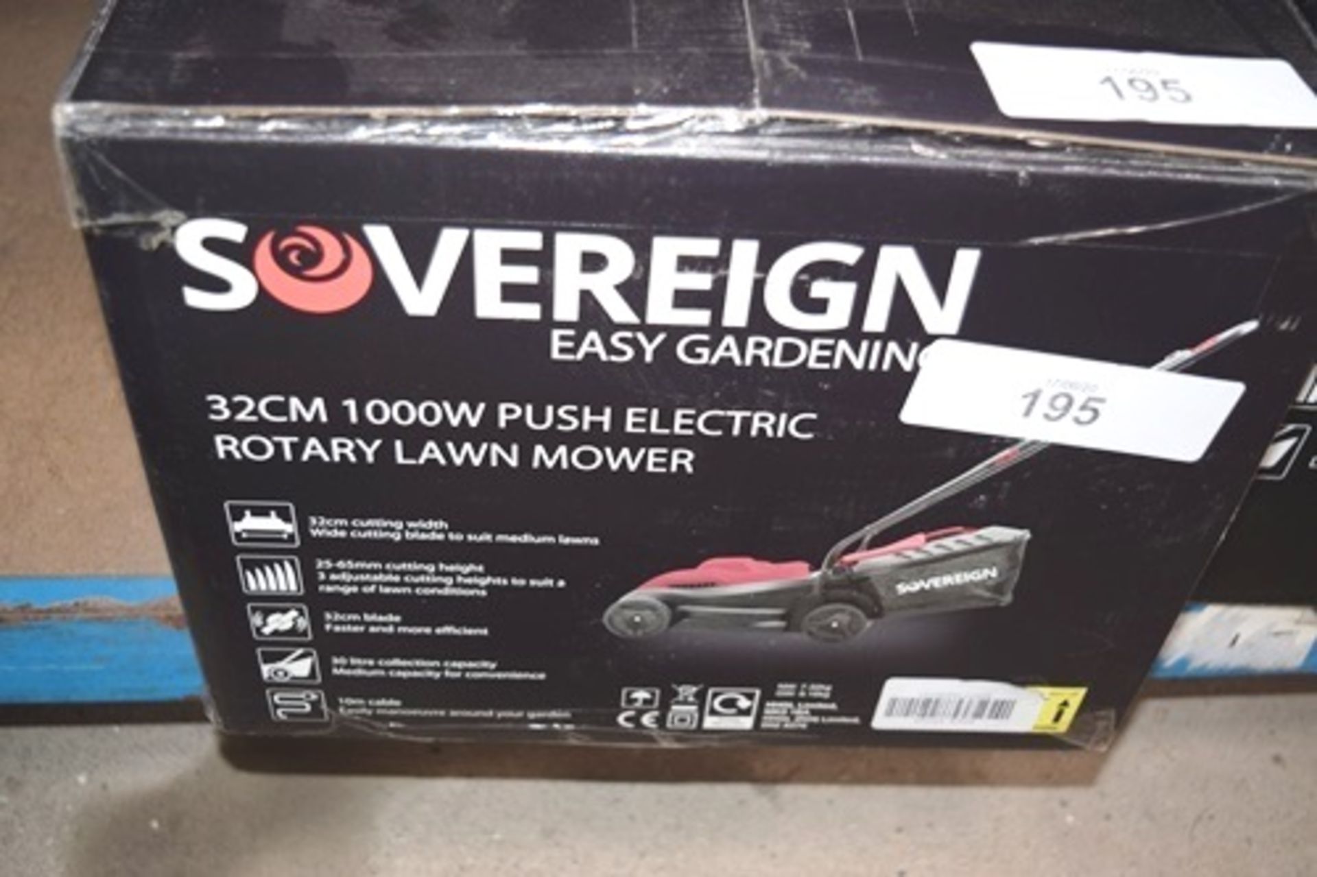 Sovereign 32cm 1000W push electric rotary lawnmower - New in box (GS31)