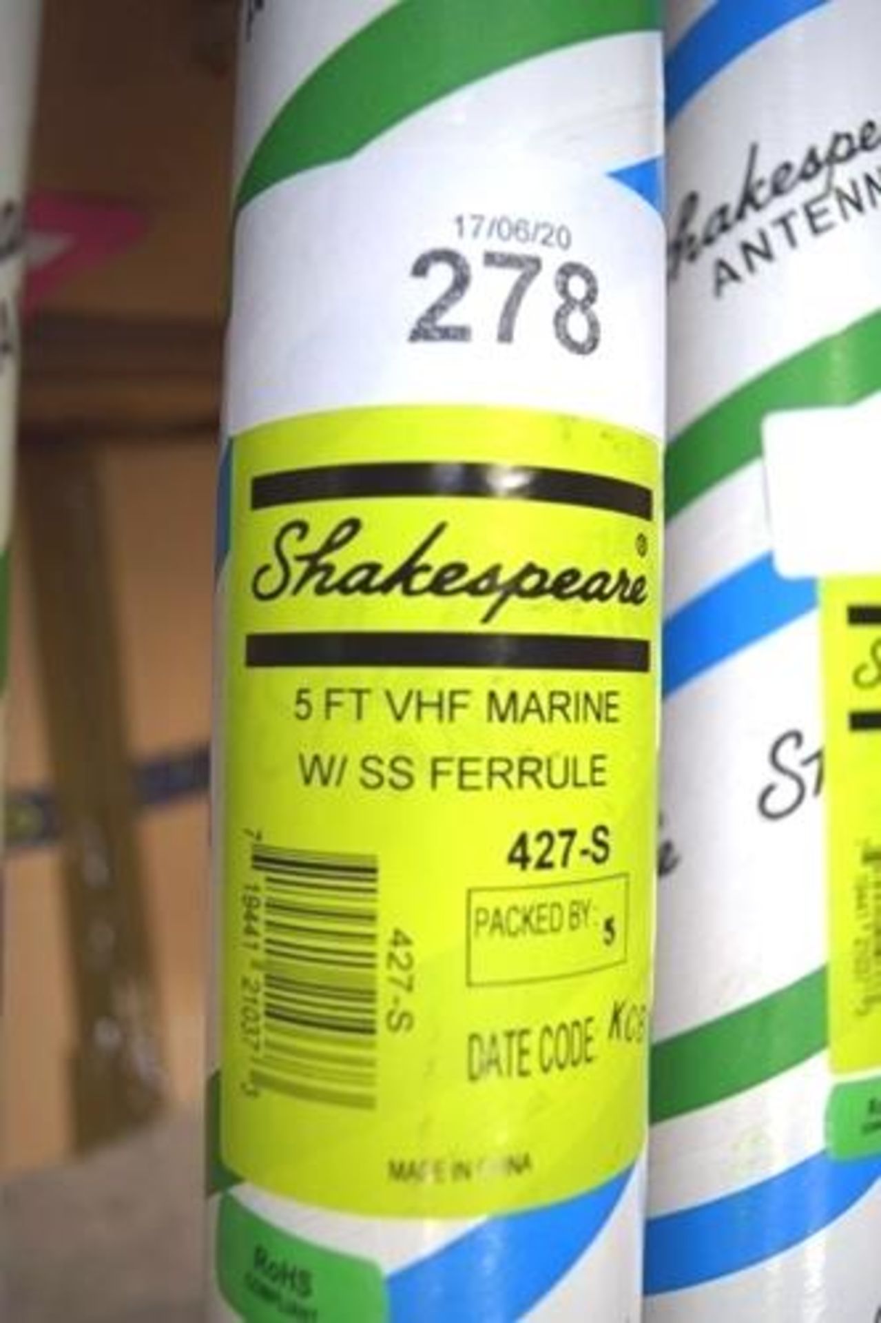 Shakespeare 5' VHF marine W/SS Ferrule type 427-S - New (GS25)