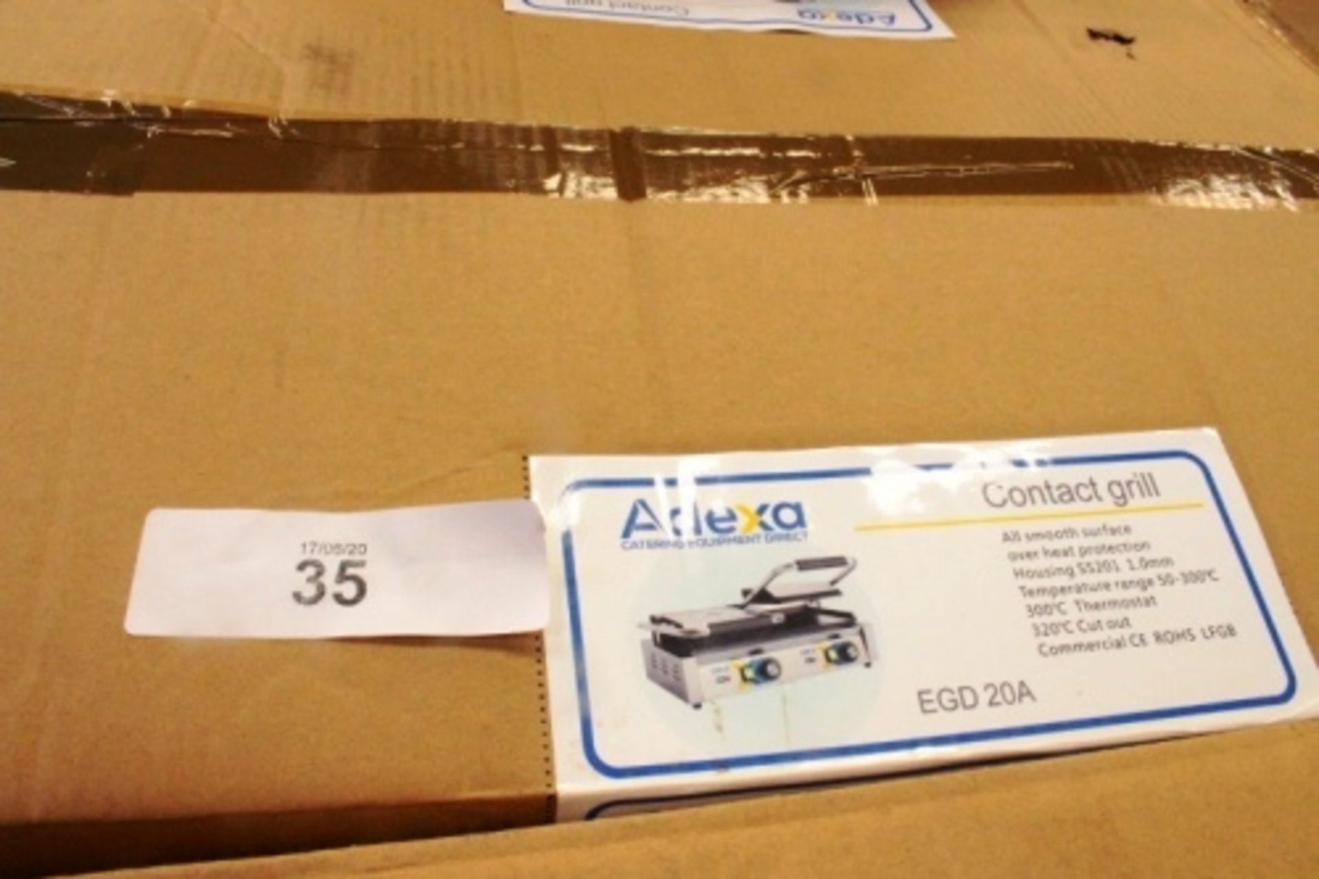 Adexa double contact smooth double grill, model EDG 20A - New (ES16)