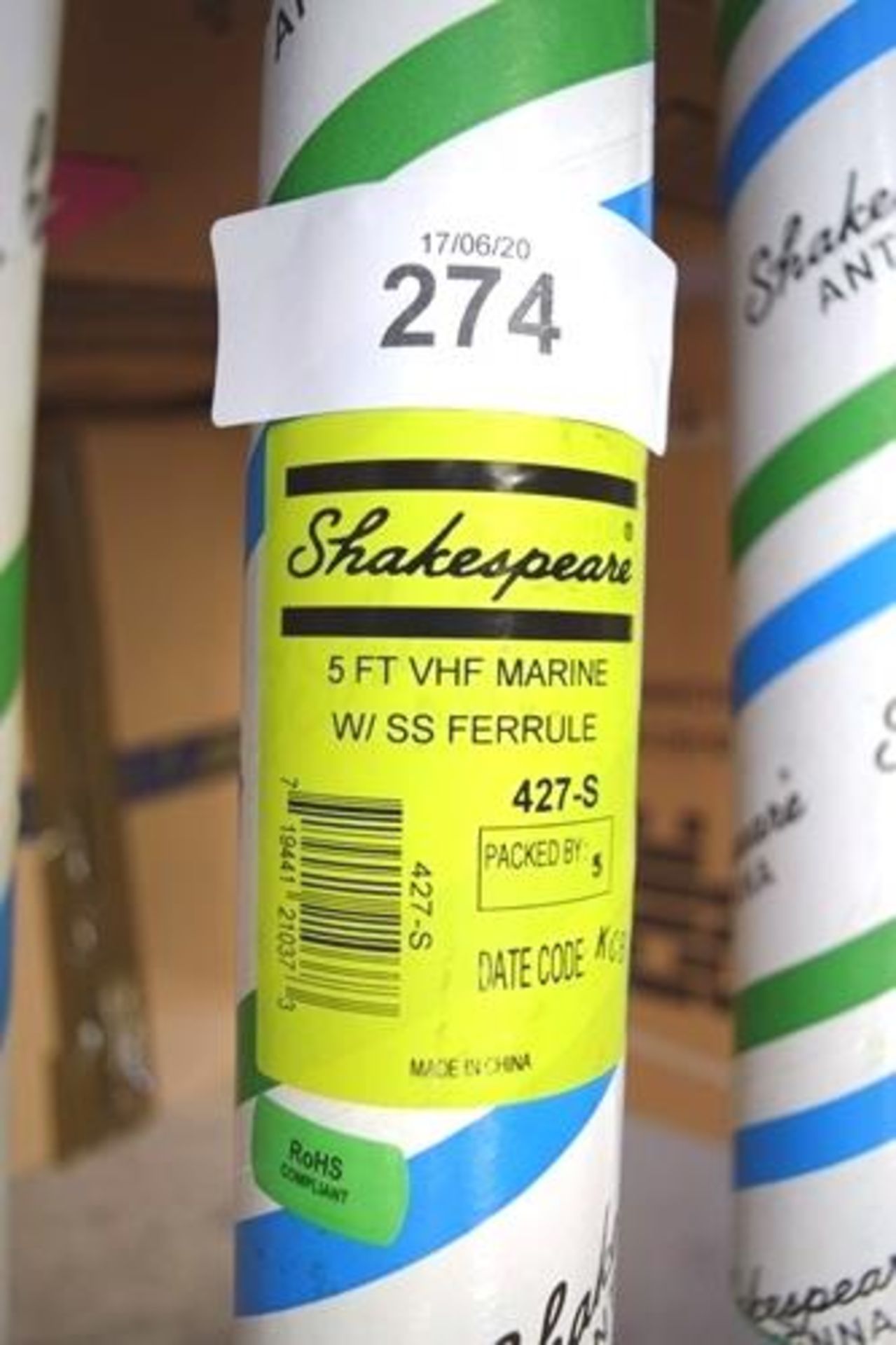 Shakespeare 5' VHF marine W/SS Ferrule type 427-S - New (GS25)