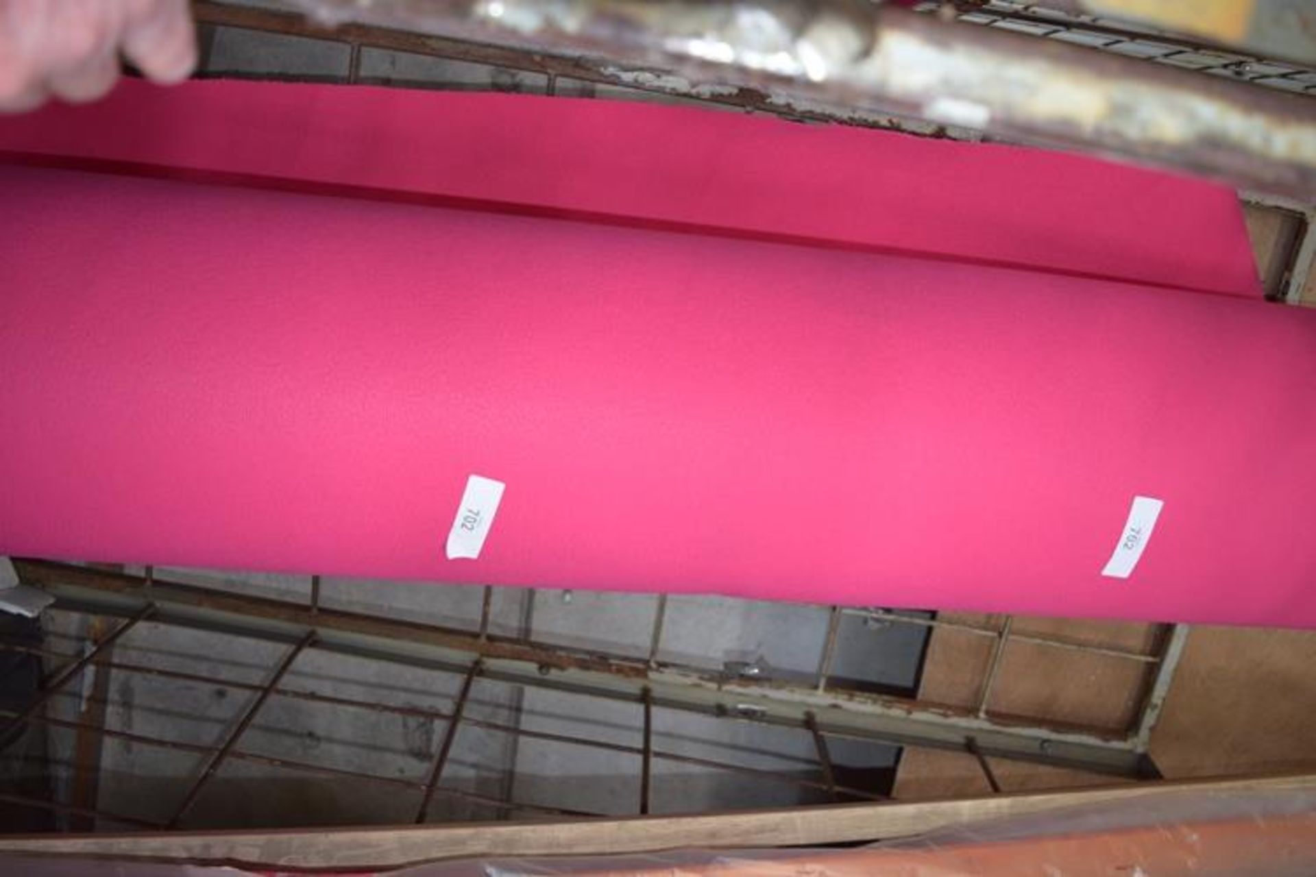 Roll of pink exhibition carpet, 2m wide length unknown - New (yard)