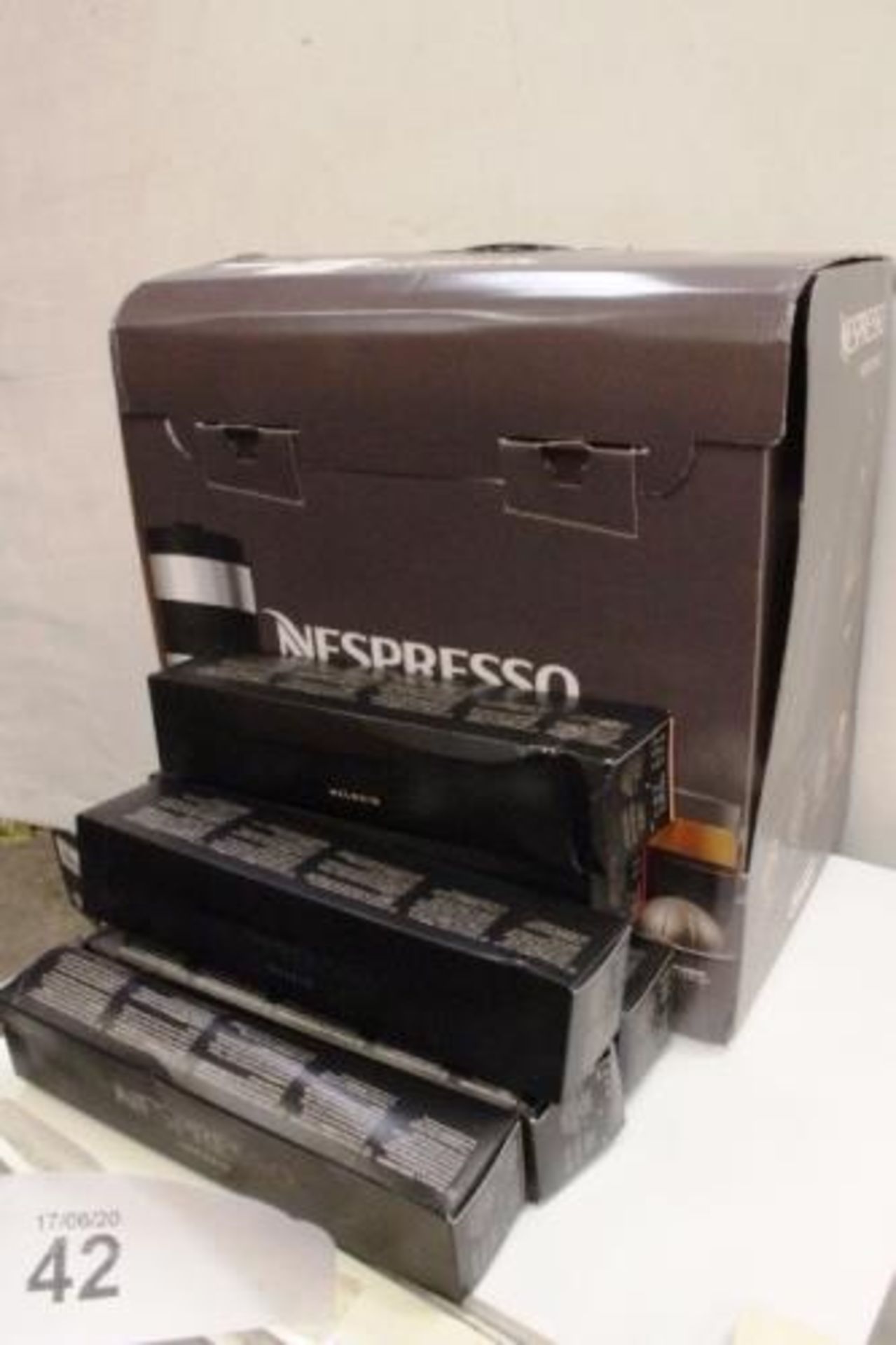 Nespresso Vertuo Plus coffee maker, together with 6 x packs of Nespresso coffee pods - New in box (