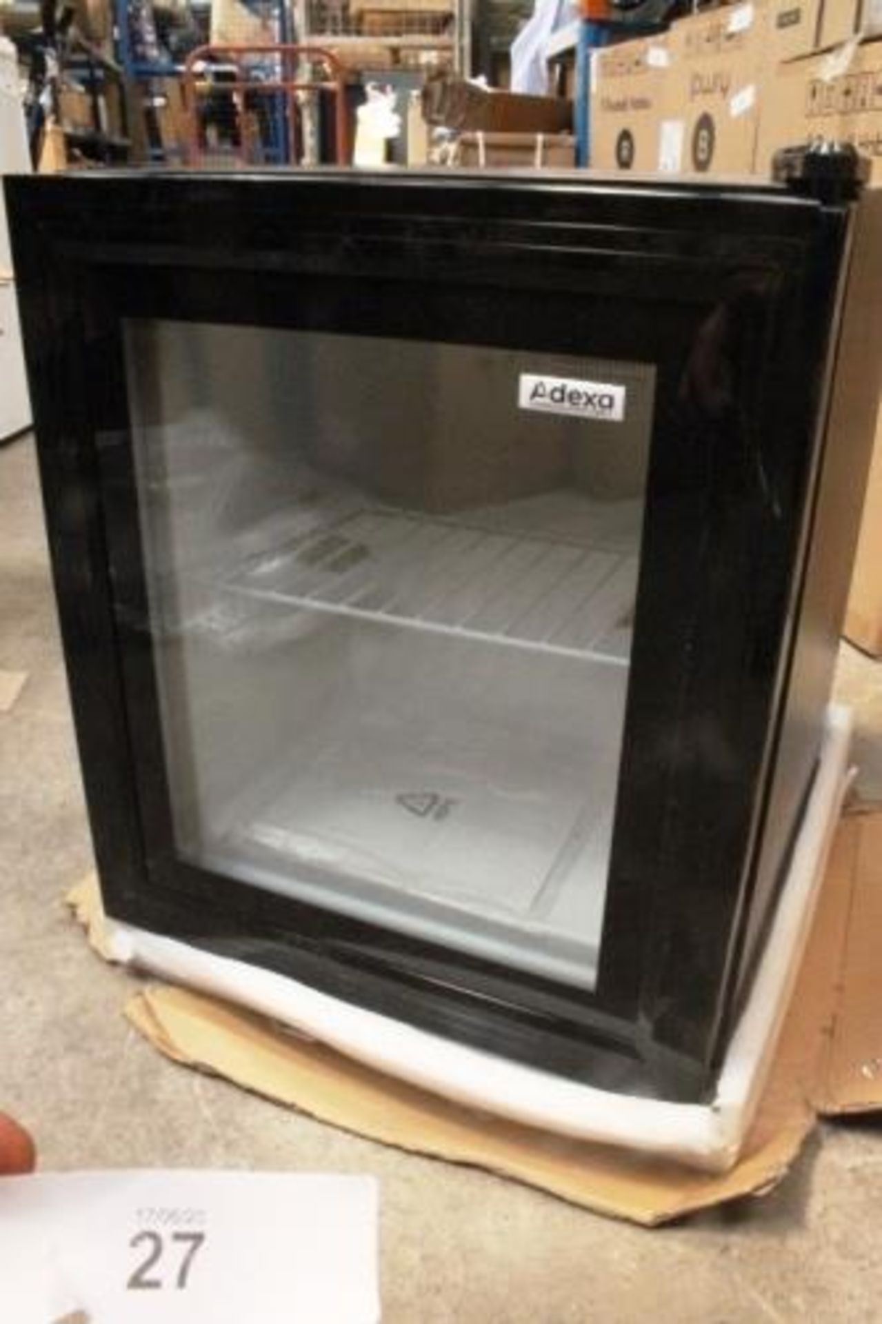 Adexa glass front mini freezer, model BG-36 - New (ES18)