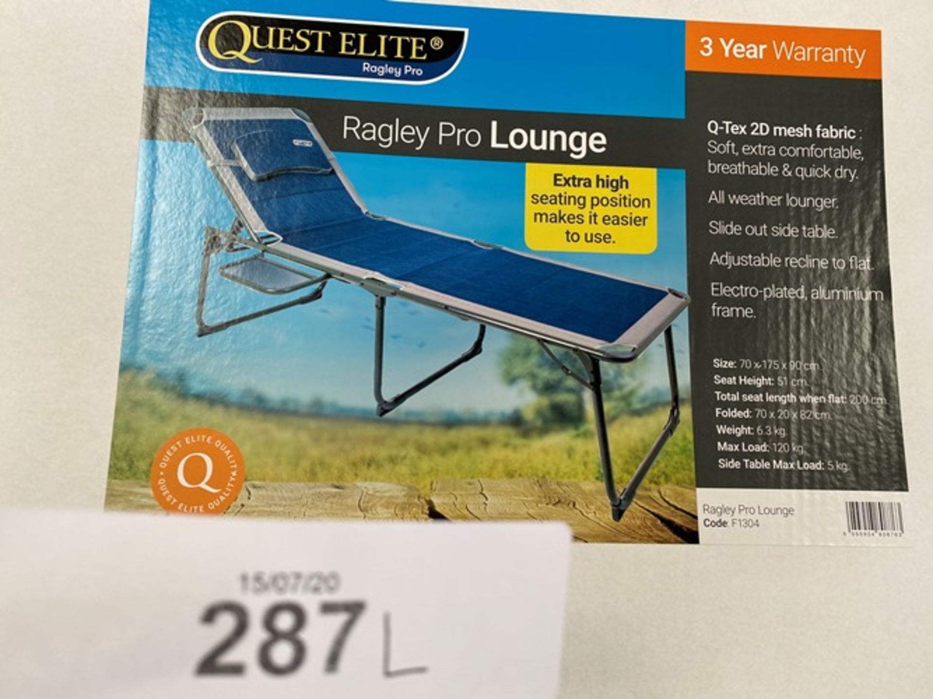 1 x Quest Elite Ragley Pro lounger, product code F1304 - New (FS) - Image 2 of 2