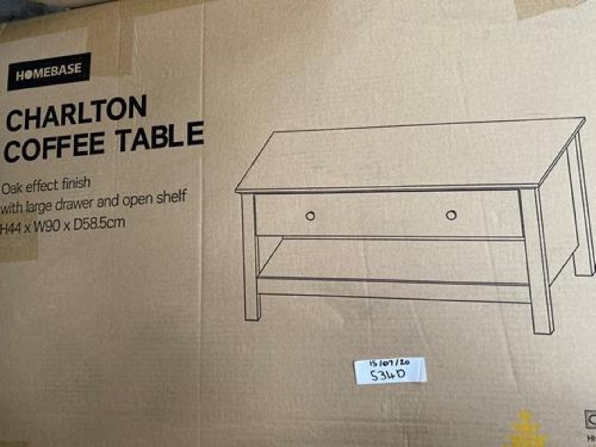 1 x Homebase Charlton coffee table, 1 x HomCom shoe storage unit, 1 x Corona Piccolo 3 nest of - Image 5 of 5