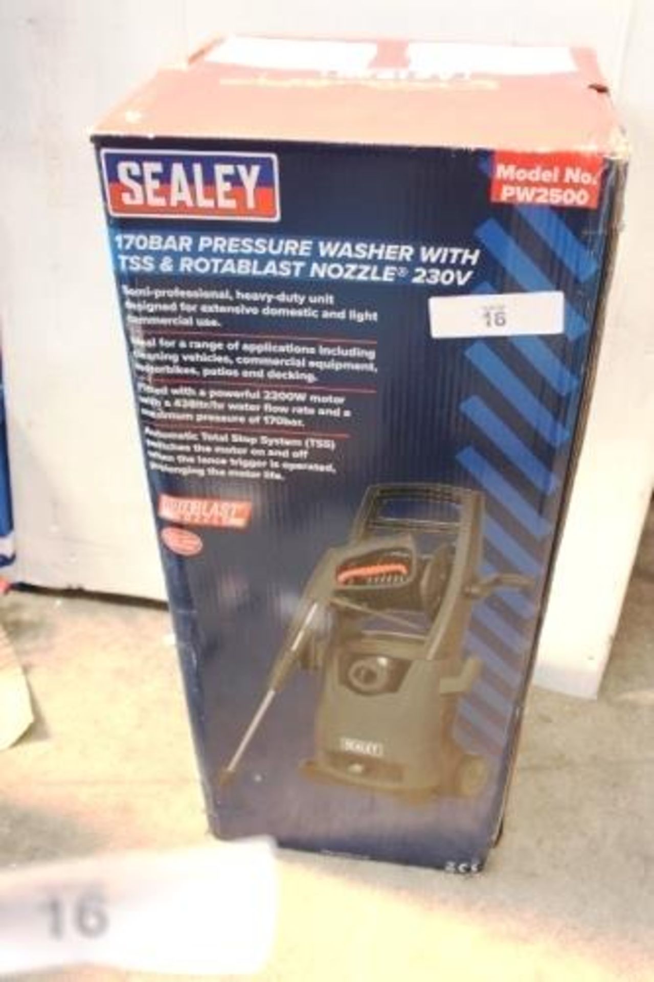 Sealey 170 bar pressure washer with T5S and Rotablast nozzle, 230 - New (TC2)