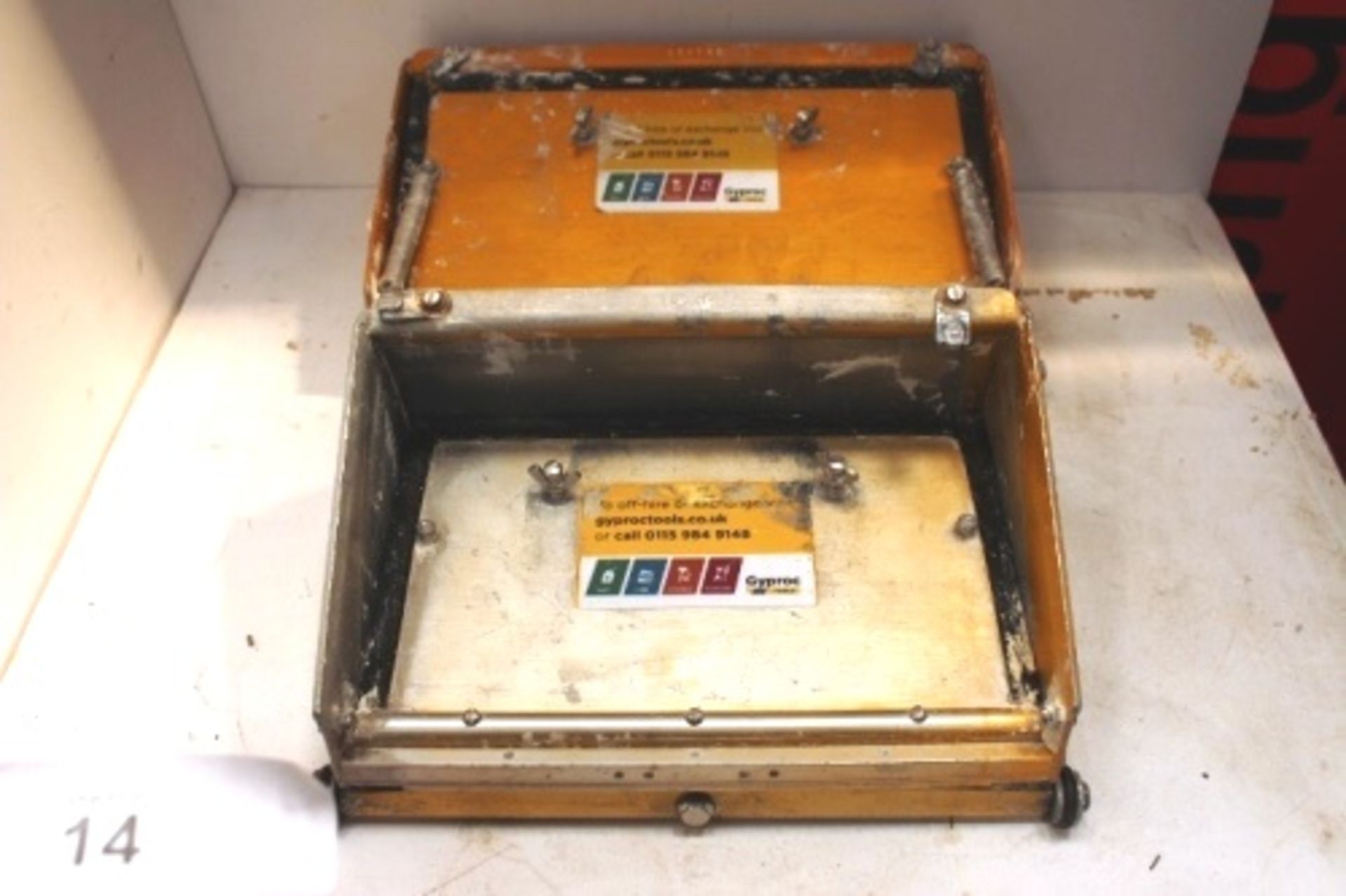 1 x 12" and 1 x 10" Tape Tech plaster boxes, one with missing guide wheel - Second-hand