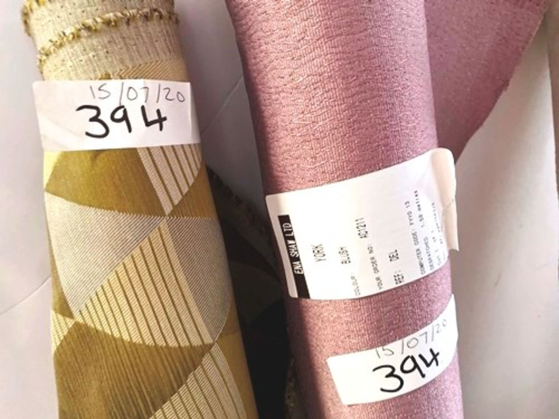 A selection of fabric including 1 x length of Kingston natural velvet stripe fabric, 1 x 177m length - Image 2 of 4