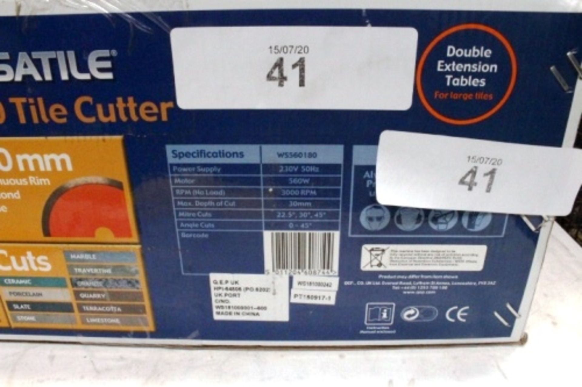 Bitrex 560V tile cutter, model WS18000242, 240V - New in box (TC3) - Image 2 of 2