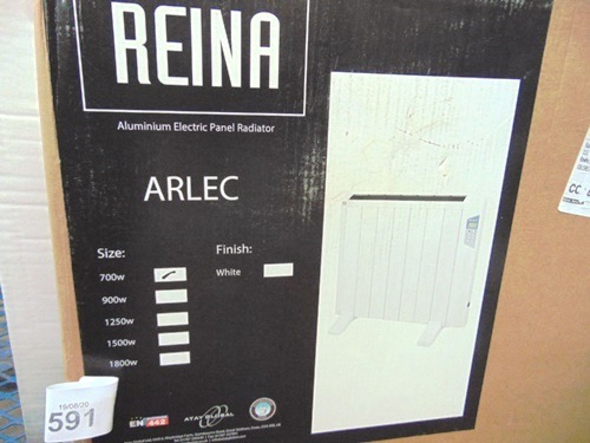 3 x Reina Arlec aluminium electric panel radiator, 700W, together with 1 x Zenox small radiator,