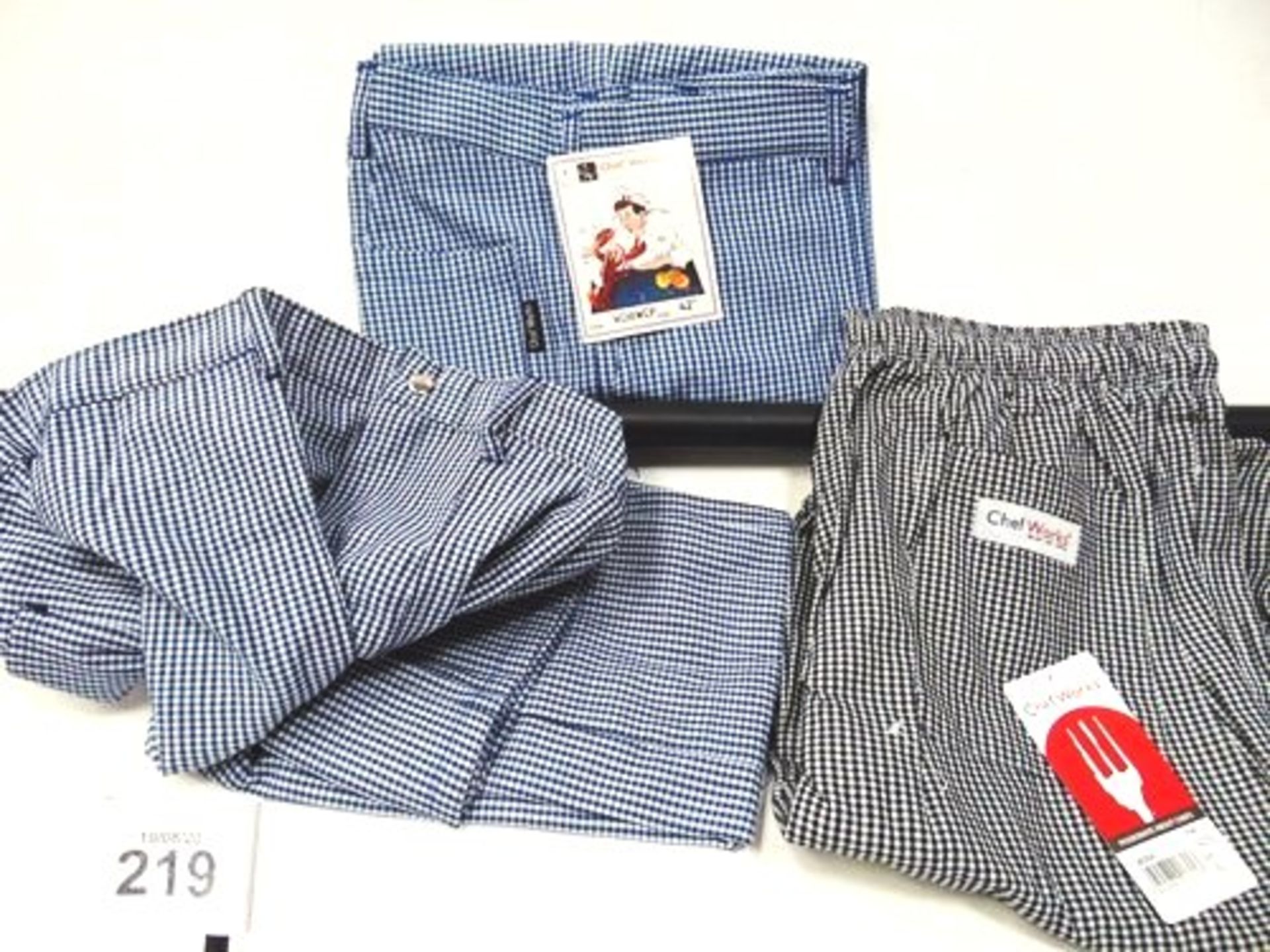 20 x pairs of chef check design trousers including Chef Works, in various sizes - New (ES14)