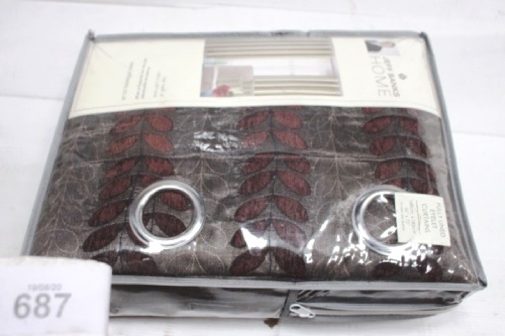 7 x pairs of Jeff Banks Home Sierra lined RME choc lined curtains, size 168 x 183cm - New in pack,