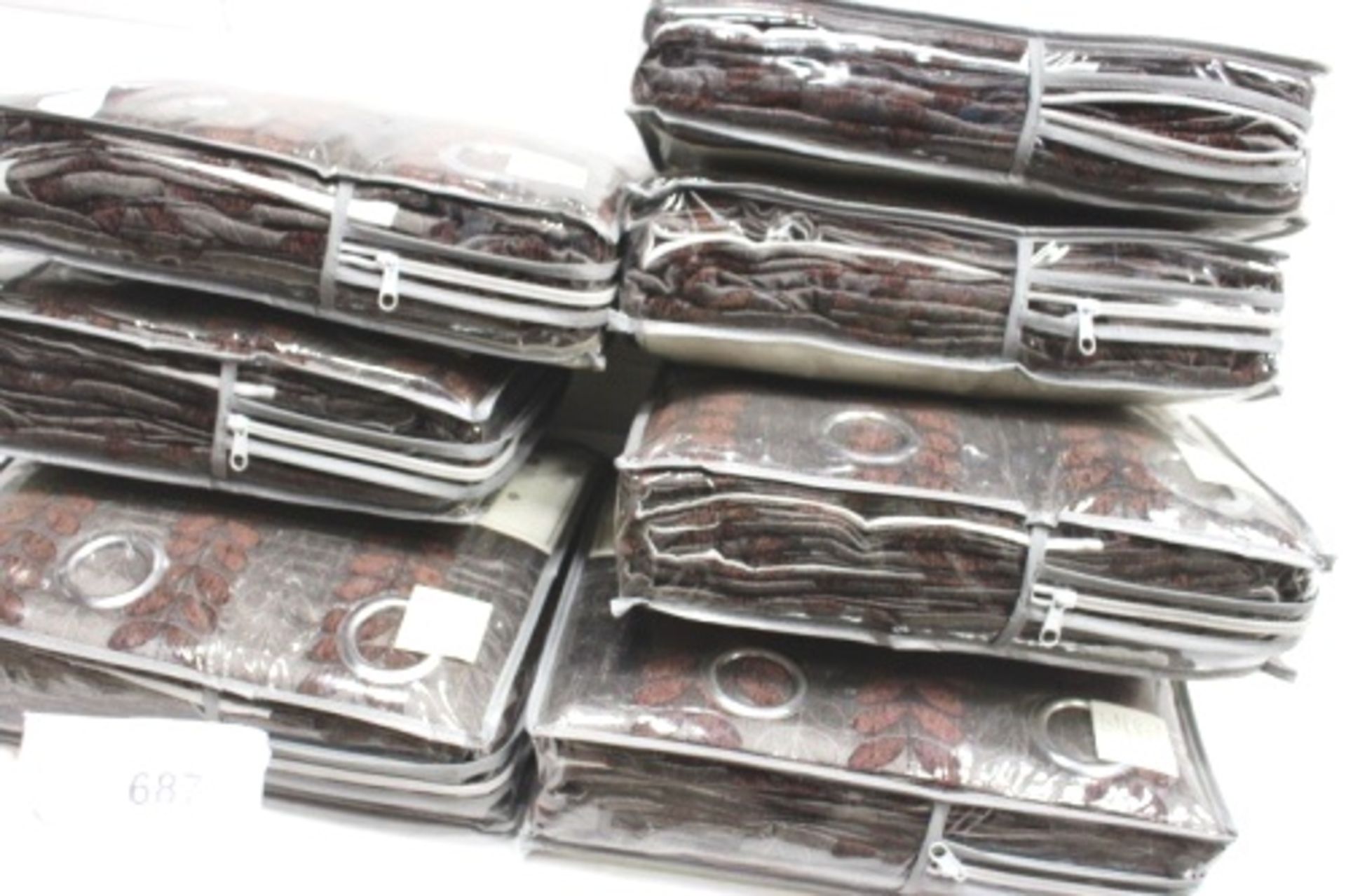 7 x pairs of Jeff Banks Home Sierra lined RME choc lined curtains, size 168 x 183cm - New in pack, - Image 3 of 3