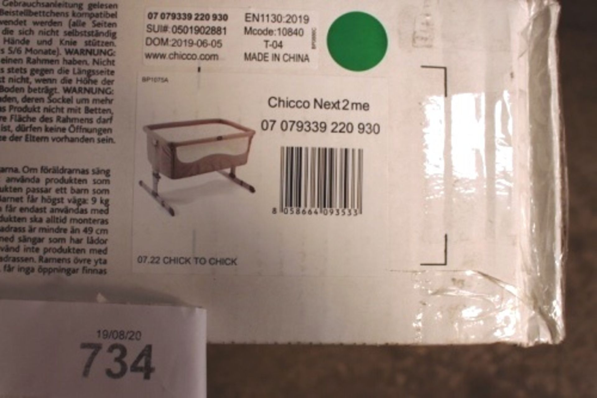 1 x Chicco Next2Me original crib, colour green - New in box (GS6) - Image 2 of 2