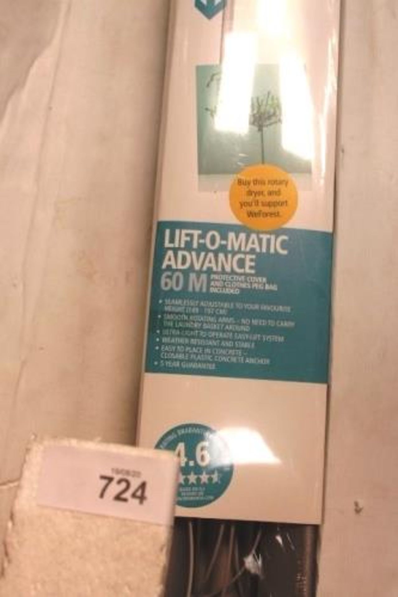 1 x Brabantia lift-o-matic advance 60m metallic grey rotary dryer, Art No. 100260 - New in pack ( - Image 2 of 3