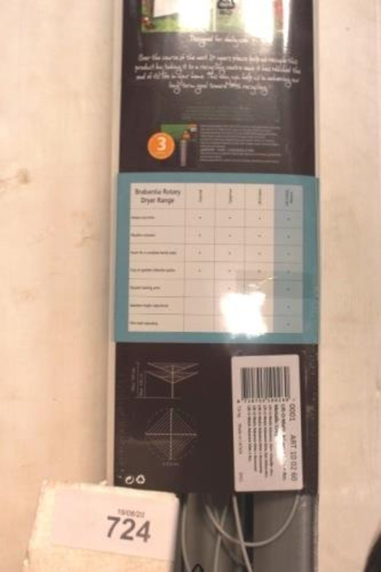 1 x Brabantia lift-o-matic advance 60m metallic grey rotary dryer, Art No. 100260 - New in pack ( - Image 3 of 3