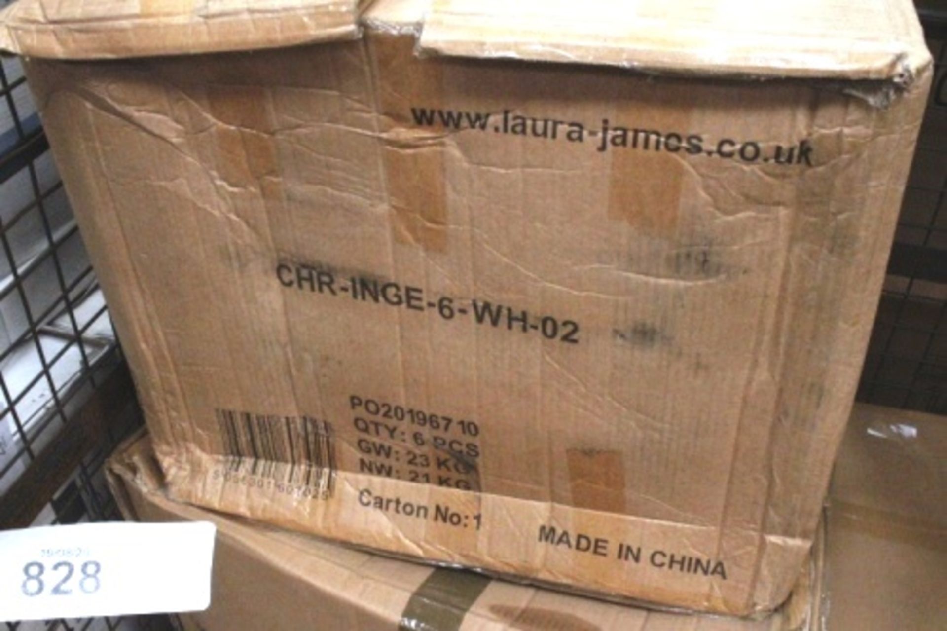 1 x carton containing 6 x Laura James white dining chairs, model CHR-INGE-6-WH-02 - New (GSF11) - Image 2 of 2