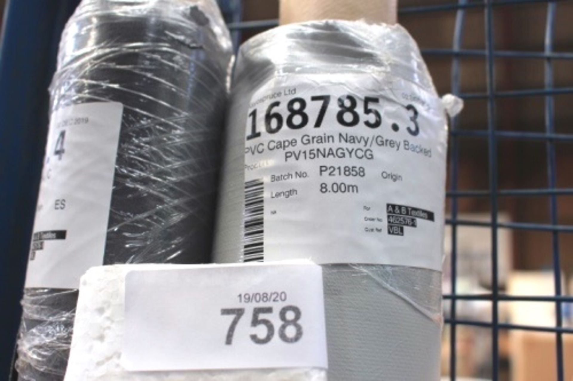 1 x 8m roll of Kayospruce cape grain navy/grey backed PVC and 1 x 4.5m roll of Kayospruce dark - Image 3 of 3