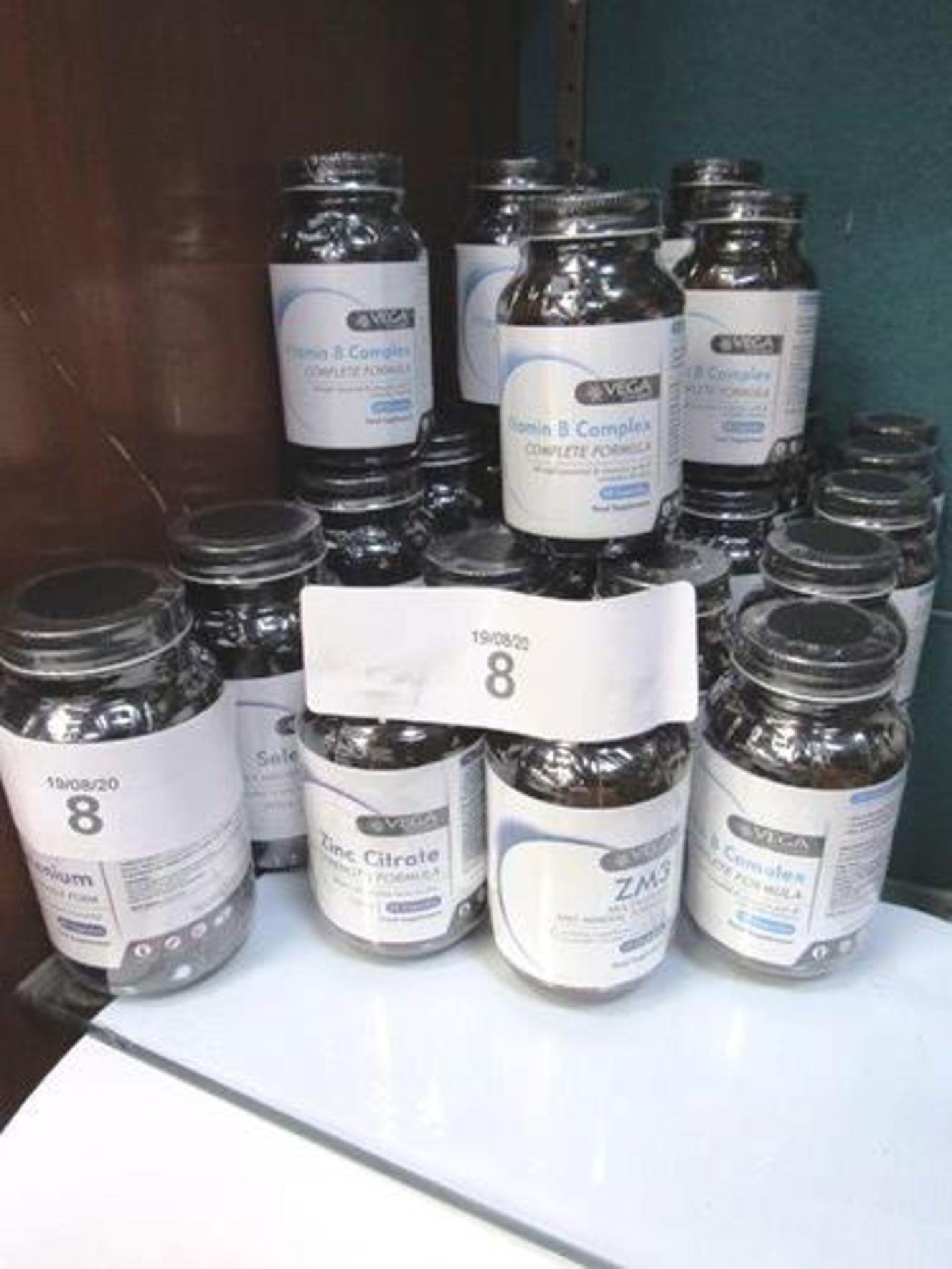 A quantity of Vega vitamins including 12 x Vitamin B 30 caps, 3 x ZM3 30 caps, 5 x zinc 50mg 60