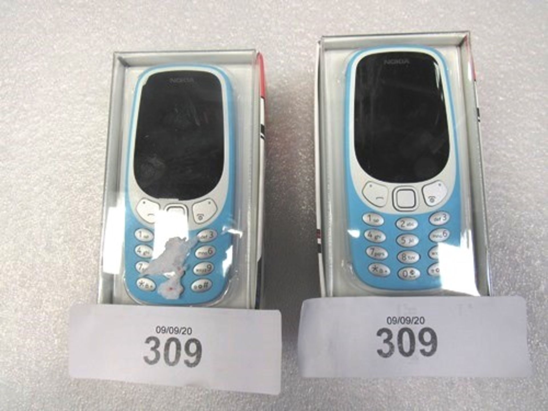 2 x Nokia 3310 3G phones, Ref: TA-1022, IMEI: 355819091042089 and 355819091042139 - Sealed new in