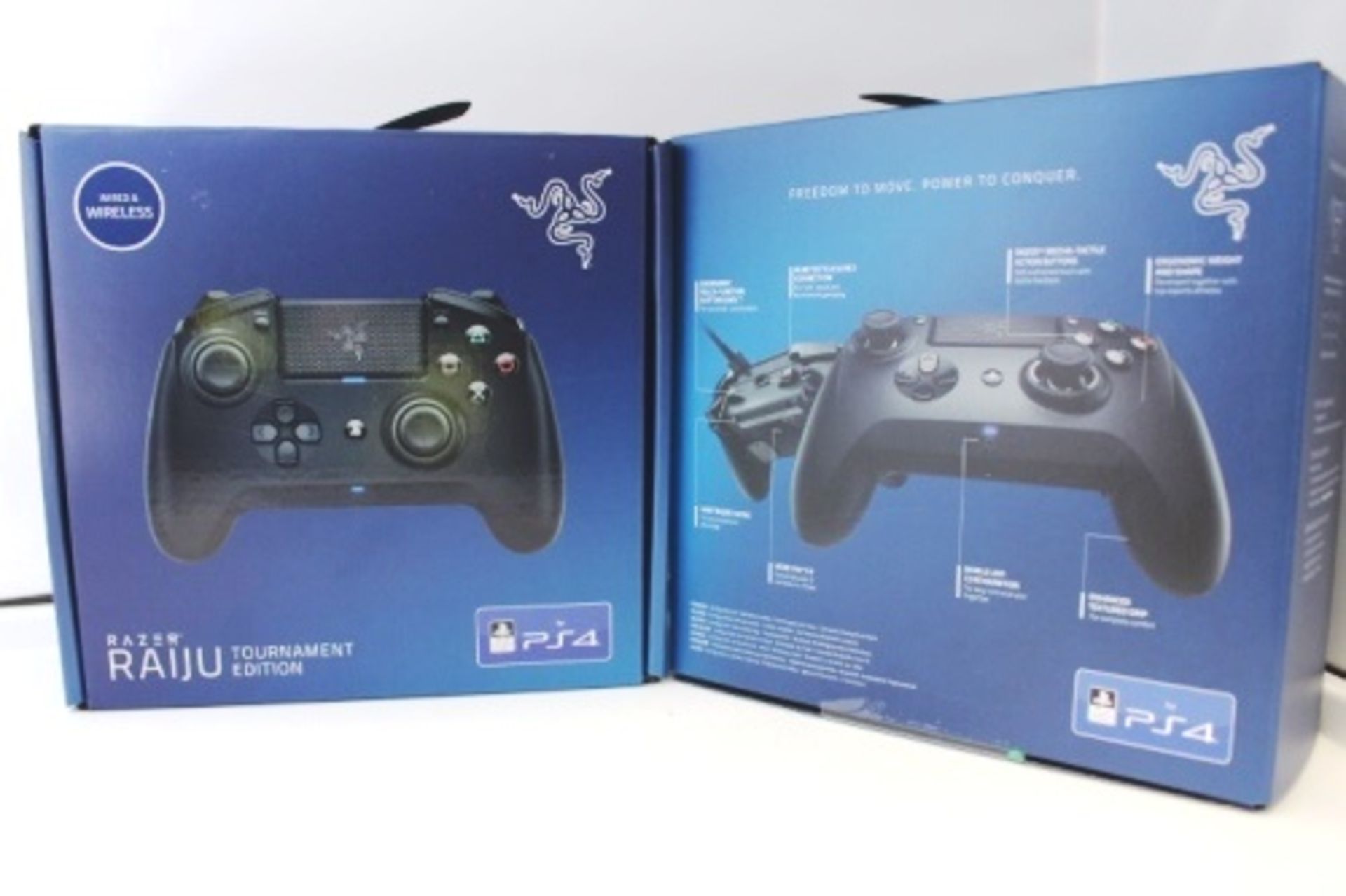 2 x Razor Raiju PS4 Tournament Edition controllers - Sealed new in box ...