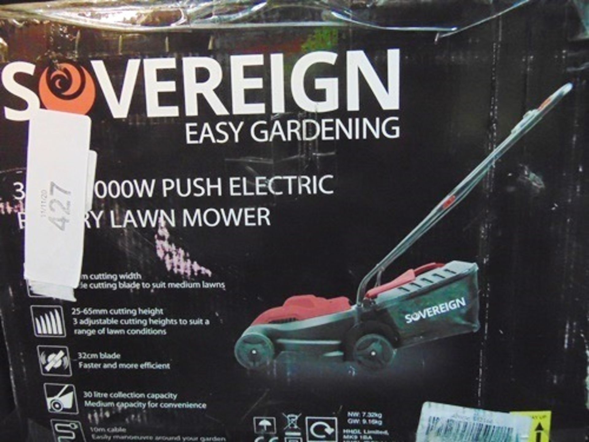 A Sovereign 40cm push petrol rotary lawnmower, together with a Sovereign 32cm 1000W push electric - Image 2 of 3