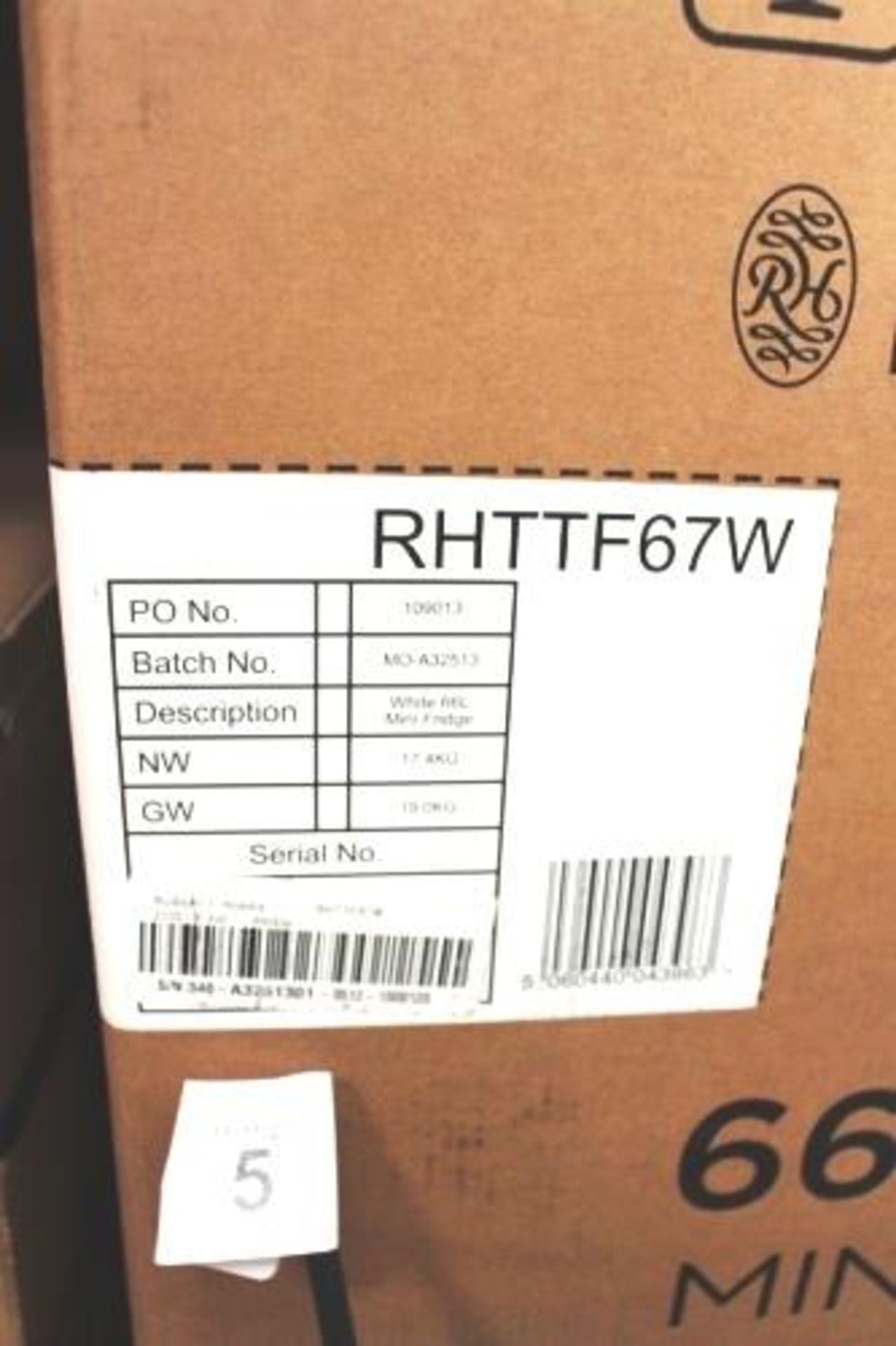 Russell Hobbs 66ltr mini fridge, RHTTF67W - Sealed new in box (ES2) - Image 2 of 2