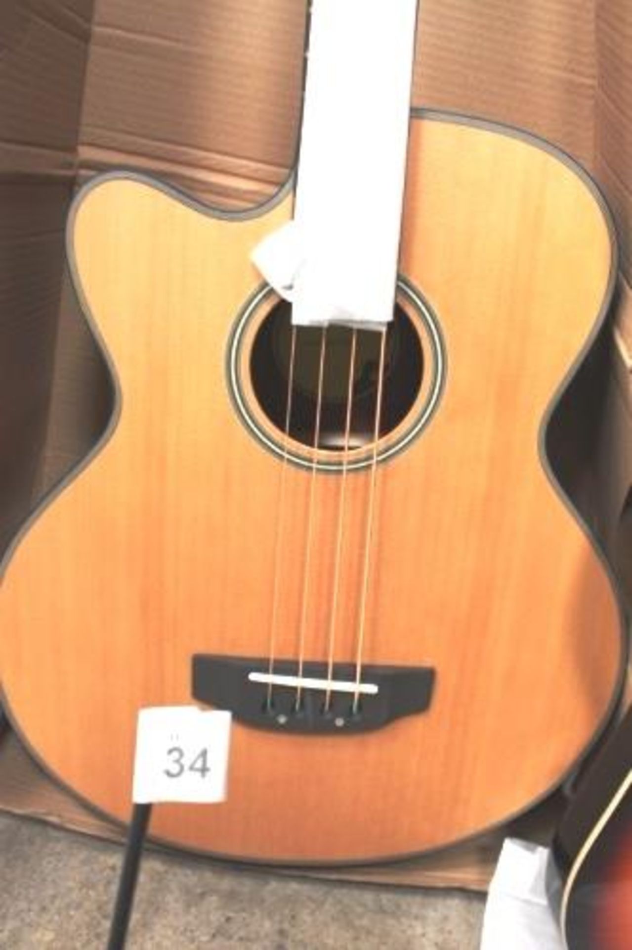 Gear4Music left-hand acoustic 4 string bass guitar, model AB100-LH, together with Chord Sunburst - Image 3 of 4