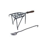 A 19th Century wrought iron down hearth flesh fork