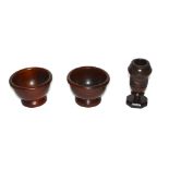 A 19th Century treen spill holder and two mahogany