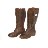 A pair of circa 1920's Canadian leather farm boots