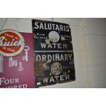 An enamelled advertising sign for "Salutaris Water