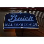 A Buick Sales Service enamel sign, 19 1/2ins x 30ins in extremes