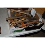 A box of miscellaneous hand tools