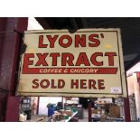 A enamel double sided sign for "Lyons Extract", 12