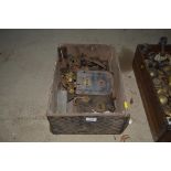 A box containing vintage door locks and accessorie